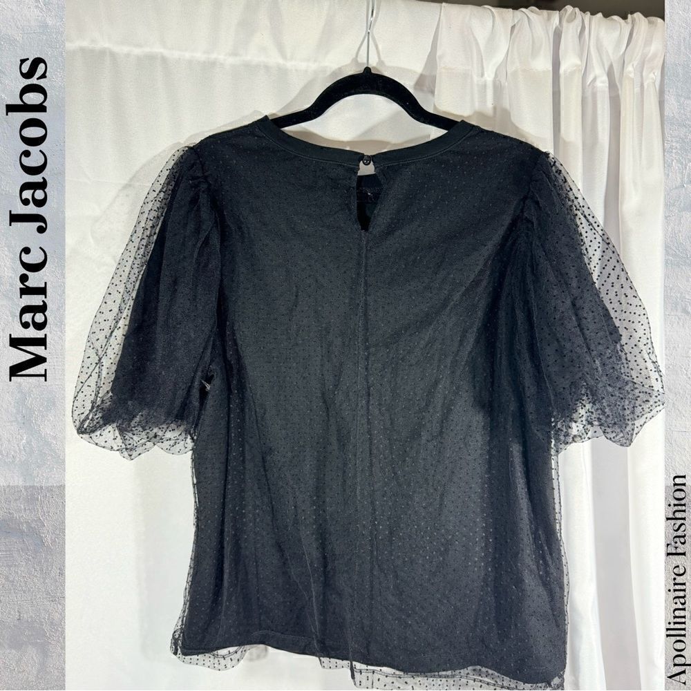 MARC JACOBS RUNWAY POLKA DOT LACE TOP SIZE 8 NEW IN BLACK ON BLACK